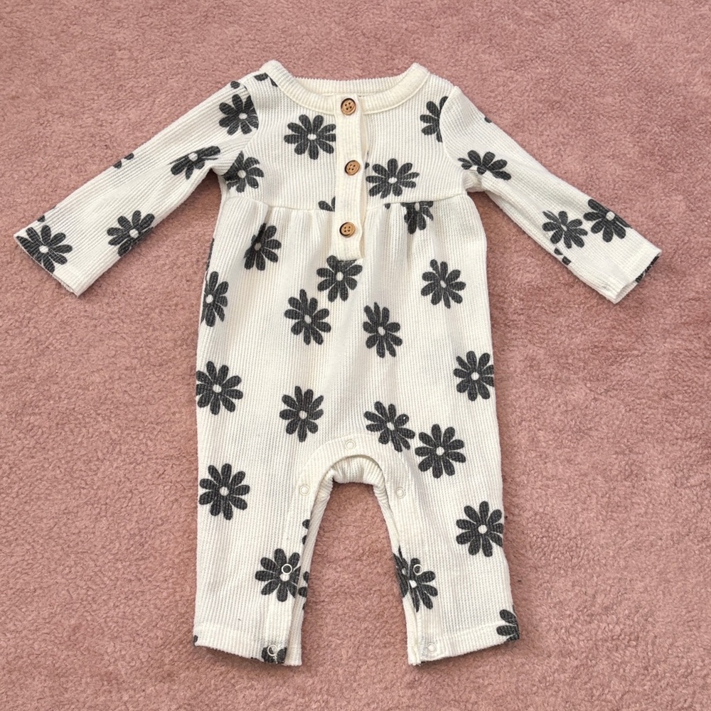 Cat & Jack White and Black Flower Waffle One Piece